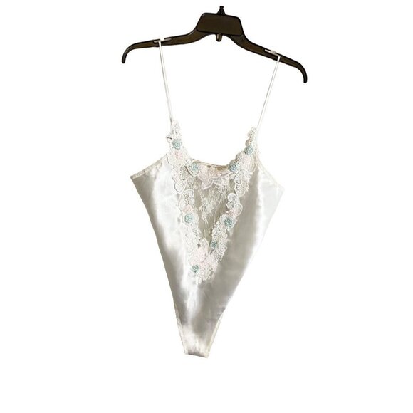 Vintage Victoria Secret GOLD LABEL White Satin And Lace Bridal Teddy - Medium - Picture 1 of 11